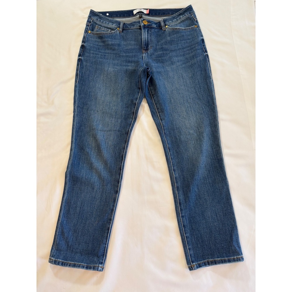 Relaxed Boyfriend Jeans Medium Wash Blue Stretch Denim Cabi Harlow 6492 Size 8